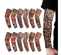 SAIIURV 12 Pièces Manches de Tatouage pour Hommes Femmes, Couvre-manches pour Tatouages de Bras, Temporaire Manchettes de Bras Faux Tatouage Tatoo pour Fête