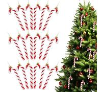 SAIIURV 18 Pièces Cannes de Bonbons de Noël Scintillant, Décorations de Sapin de Noël en Sucre d'orge, Pendentif de Canne en Bonbon, Décorations d'arbre de Noël Décoration de Noël (Rouge, Blanc)