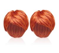 SAIIURV 2 Pcs Perruque Homme Rousse Courte Déguisement Perruque Orange Perruque Fete Punk Rock Star Accessoires de Costume Perruques Années 80 pour Fêtes Carnaval Halloween