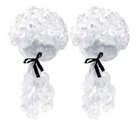 SAIIURV 2 perruques pour homme Renaissance Bouclés Perruque baroque avec tresse| Noble | Prince | Comte | Vampire Juge Magistrat Baroque Compositeur Halloween Carnaval Fête à thème (Blanc)