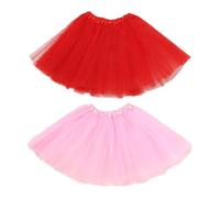 SAIIURV 2 Pièces Ballet Tutu, Jupe Tutu en Tulle élastique Classique à 4 Couches en Tulle, Jupe de Ballet, Années 1950 Jupe Tutu Vintage, Jupe de Danse pour Le Costume d'halloween (Rose, Rouge)