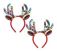 SAIIURV 2 Pièces Bandeaux de Noël à Paillettes en Forme de Bois de Renne Avec Oreilles, Serre-tête de Renne en Bois de Cerf, Scintillantes Serre-tête, Décorations pour Halloween, Carnaval, Noël