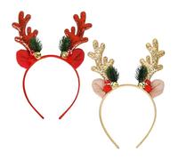 SAIIURV 2 Pièces Bandeaux de Noël à Paillettes en Forme de Bois de Renne Avec Oreilles, Serre-tête de Renne en Bois de Cerf, Scintillantes Serre-tête, Décorations pour Halloween, Carnaval, Noël