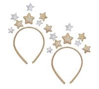 SAIIURV 2 Pièces Bandeaux Étoiles à Cinq Branches Brillantes Accessoires pour Cheveux Or et Argent Pour Femmes et Filles Idéal pour Fête d'Anniversaire, Noël