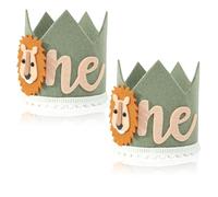 SAIIURV 2 Pièces Bébé Anniversaire Couronne Décoration De Premier Anniversaire, Couronne en Feutre Mignonne, Décoration De Fête dans La Jungle Chapeaux de Couronne (Vert)