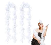 SAIIURV 2 Pièces Boa en plumes de blanc marabout moelleuses fête costumée Mariage Festival de Musique Carnaval Halloween Noël, pour travaux manuels fête de mariage décoration de sapin de Noël