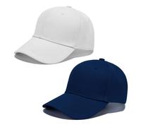 SAIIURV 2 Pièces Casquette De Baseball Ajustable, Chapeau de Soleil pour Enfants, Protection Solaire Anti-UV, Casquette De Baseball Décontractée pour Les Sports d'Extérieur (Bleu Marine, Blanc)