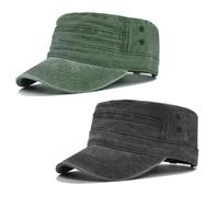 SAIIURV 2 Pièces Casquette Unisexe de Style Militaire, Ajustable Boucle en Metal Trucker Hip-hop Cap, Anti-UV Protection, Extérieur Sunhat Chapeau, Golf Voyages Sport Chapeau (Noir, Vert)