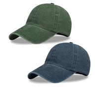 SAIIURV 2 Pièces Casquettes de Baseball pour Hommes/Femmes, Ajustable Boucle en Metal Trucker Hip-hop Cap, Anti-Soleil Baseball Cap, Extérieur Sunhat Chapeau, Golf Voyages Sport Chapeau (Bleu, Vert)
