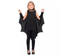 SAIIURV 2 Pièces Costume De Chauve-souris, Kids Vampire Bat Wings, Costume de Chauve Souris+Masque, Cape de Sorcière, Costume Halloween Carnaval Cape Chauve Souris pour Filles et Garçons (Noir) (Noir)