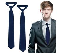 SAIIURV 2 Pièces Cravate Homme 8 cm, Cravate pour Hommes Faite à La Main, Élégant Cravates, Classique Ensemble de Cravate, Cravate Unie pour Mariage, Affaires Formelle, Cadeau de Fête des Pères (Bleu)