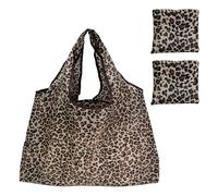 SAIIURV 2 Pièces Grand Sac de Courses Pliables et Réutilisables pour Femme, 53 * 40cm Lavable Pochette Tissu Léger Sac à Provisions Tote Bag pour Voyages Extérieur (Léopard)