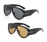 SAIIURV 2 Pièces Surlunettes de Soleil Polarisées pour Homme et Femme Vintage Mode Lunettes de Soleil UV400 pour Cyclisme Tennis Vélo Moto (2PCS)