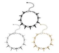 SAIIURV 3 Pièces Collier ras du cou Vintage Gothique Punk, Choker Rock Collier Ras du Cou Clou Spike Chaîne Homme Femme (3PCS)