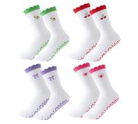 SAIIURV 4 Paires Chaussette Pilates Femme, Chaussettes Pilates Reformer, Chaussette Antiderapante Femme, Chaussettes de Yoga pour Maison Sport Danse Ballet (4 Paires)