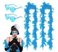 SAIIURV 4 Pièces Boa En Plumes Fluo Lunettes