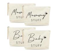 SAIIURV 4 Pièces Cadeaux pour Maman Enceinte, Cadeau pour Nouveau - né, Trousse de Toilette avec Fermeture à glissière, Sac en Toile pour Nouveau - né pour Femme Enceinte (4PCS)