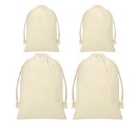 SAIIURV 4 Pièces Réutilisable Sacs en Tissu en Coton avec Cordon de Serrage, Pochon Tissu a Personnaliser Cordon Sachet Pain Sacs Cadeaux à Remplir à Fruits et Légumes pour DIY Cosmétiques Bijoux