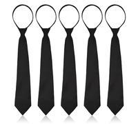 SAIIURV 5 Pièces Cravate Noire pour Homme, Cravate Homme Pré-nouée en Glissière, Cravates d'affaires, Cravate Réglables Pour Homme avec Fermeture Éclair, Cravate Pré-cravate