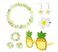 SAIIURV 6 Pièces Accessoires Tenue Hawaienne Femme, Deguisement Hawaïenne Femme, Collier Fleurs Hawaien Bracelets Lunettes de Soleil Bandeau Boucles d'oreilles pour Fête Hawai Tropicale Luau (6 Pcs)