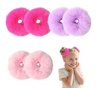 SAIIURV 6 Pièces Chouchous Cheveux en Peluche pour Filles Femmes, Taille Bandes Peluche Boudin Cheveux Cheval Chignon Bandeau Pompon Colorés, Accessoire Coiffure pour Danse Fête Quotidienne