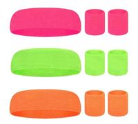 SAIIURV 9 Pièces Fluo Bandeau et Bandeaux pour Femmes et Hommes Rétro Bandeau de Sport Années 80 Bandes de Transpiration Néon, Disco Accessoires Costumes pour Cosplay Carnaval Fête
