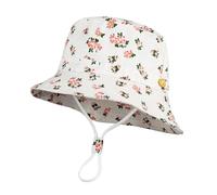 SAIIURV Chapeau de Soleil Bebe Enfant, Casquette Bebe Fille, Coton Chapeau Bob Bord Large Chapeaux de Seau Chapeau de Pêcheur 1-2 Ans (50CM)