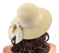 SAIIURV Chapeau de Soleil Panama en Paille Classique pour Femme et Homme, Larges Bords Chapeau de Soleil, Anti-UV pour Plage (FR/ES, Alpha/Lettres, Taille Unique, Beige)