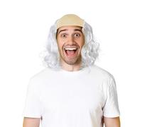 SAIIURV Perruque Blanche Perruque Chauve Perruque Grand père Costume de Grand, Perruque de Déguisement pour Homme, Halloween Decoration 70s 80s Perruque Homme