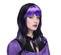 SAIIURV Perruque Femme Longue Perruques Violette Noire Perruque de Sorcière Accessoire de Costume de Sorcière pour Halloween Carnaval Fête (Noir Violet)
