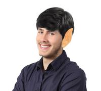 SAIIURV Perruque Homme Naturel Noir Perruque Synthétiques Homme Cheveux Court Perruque, Oreille Elfe, Halloween, Mascarade, Accessoires en Direct (Noir)