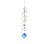 Saijer Attrape Soleil Carillon, 45cm Suspendu Suncatcher Pendentif Bleu Pendentif en Cristal Attrape Soleil Cristal Suspendu Suncatcher pour Fenêtre Maison Jardin Fête Mariage