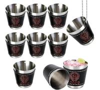 Saijer Lot de verres à liqueur à accrocher en acier inoxydable 30 ml - Gobelets festifs avec chaîne