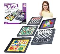 saijer Mini Jeux De Société Voyage,5 in 1 Petit Bac Jeux De Société Echiquier Magnetique Ludo Jeu Echec Voyage Jeu De Serpent Et d'Échelles Serpents Et Échelles pour Enfants