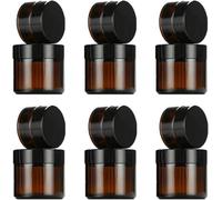 Saijer Pots Verre Ambre, 12 PCS Récipients Voyage Ronds Bruns Pour Crèmes, Lotions, Huiles Essentielles - Avec Couvercle (10ml/30ml)