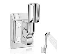 Saijer Support Pommeau de Douche, Accroche Pommeau de Douche Sans Percage Support Douchette Mural Réglable Universel Anti-Dérapant Résistant À La Rouille (Argent)