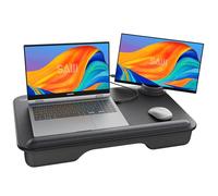 SAIJI Coussin Ordinateur Portable, avec Support pour téléphone, Repose Poignets, Support pour Ordinateur Portable pour Max. 17'' Ordinateur Portable, 6.7'' téléphone, 12.9'' Tablette, 54 * 33cm