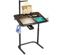 SAIJI de bureau, table de bureau stable, réglable en hauteur, avec support pour livre, tiroir, crochet pour sac à dos, style moderne, pour étude, travail avec ordinateur portable, manger, classe en