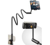 SAIJI Support de tablette col de cygne pour lit [120 cm], support réglable à une main, support pour iPad Kindle pour lire au lit, compatible avec iPad, iPhone, Fire, Switch tous les appareils de 4,7 à