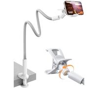 SAIJI Support de téléphone en col de Cygne, Bras Flexible pour lit avec Pince réglable à 360°, extérieur en Cuir amélioré, Support de téléphone Portable pour Tous Les écrans de 4,7 à 7" iPhone,