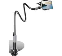 SAIJI Support de téléphone portable en col de cygne rotatif à 360° à manches longues pour iPhone 15/14/13/12 Pro, écran 4"-7" (noir)