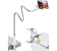 SAIJI Support téléphone avec col de Cygne de, 95cm Support téléphone de Chevet Étui en Cuir amélioré Stable et Durable, Rotation 360° Réglable pour iPhone, Huawei, Switch, Samsung (Gris)