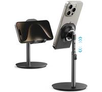 SAIJI Support téléphone Portable pour Bureau, Support iPhone réglable en Hauteur et Angle, Support Telephone Mobile pour Tous Les écrans de 4 à 11 Pouces pour iPhone, iPad, Samsung (Noir)
