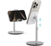 SAIJI Support téléphone Portable pour Bureau, Support iPhone réglable en Hauteur et Angle, Support Telephone Mobile pour Tous Les écrans de 4 à 11 Pouces pour iPhone, iPad, Samsung (Argent)