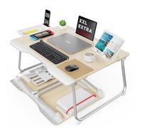 SAIJI Table de lit pour Ordinateur Portable, Table Robuste XXL, pour Le Sol, Le canapé, Le Travail, l'apprentissage, Le tiroir, Le Livre, la Tablette, Le téléphone (Teak, 65 * 49cm)
