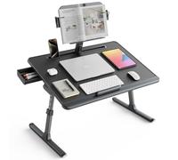 SAIJI Table pour ordinateur portable [Premium XXL, extra large] avec pupitre de lecture réglable en hauteur, table de lit polyvalente de qualité supérieure, pliable, avec tiroir (noir)