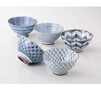 Saikai Pottery Lot de 5 bols à riz japonais traditionnels (19541)