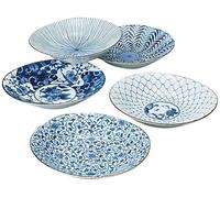 Saikai Pottery Porcelaine traditionnelle japonaise Ai-e (Ukiyo-e) Motifs indigo (lot de 5 assiettes) 31302 D'origine japonaise