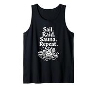 Sail Raid Sauna Repeat Funny Viking History Lover Norway Débardeur