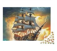Sailboat 1000 Pièces Durable | pour Adultes Adolescents Grand Voilier Naviguant sur Une Eau Calme Activité Familiale Amusante et Cadeau 52x38cm/1000pcs